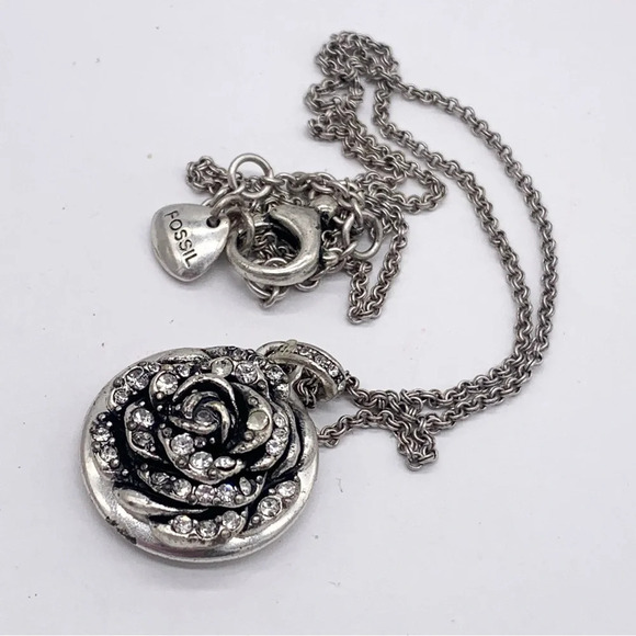 Fossil Jeweled Flower Pendant Necklace - Picture 1 of 4